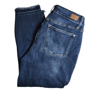 Judy Blue Slim Fit Jeans Women’s 18W Dark Wash Stretch Raw Hem Cropped